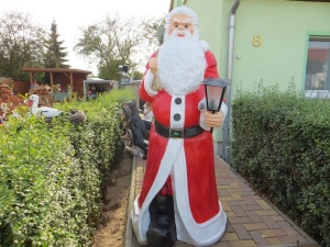 Weihnachtsmann Figur lebensgross, mit elektrischer Laterne 230V, 175cm hoch