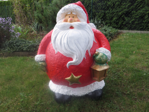 Dicker Weihnachtsmann mit Zier-Laterne, 80cm hoch, Deko Weihnachtsmann Figur für draussen