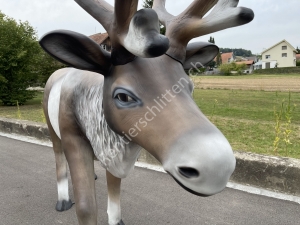 Lebensgrosses Rentier, 2m lang, passend zum Nikolaus mit Schlitten